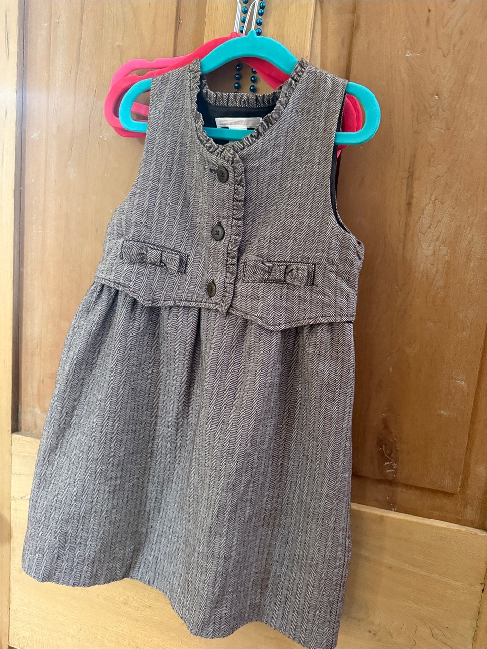 Janie and Jack Girls Brown Textured Sleeveless Dress